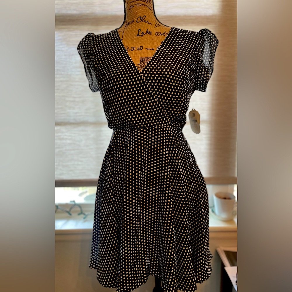 Altar’d State Navy and white polka dot dress, Medium NWT